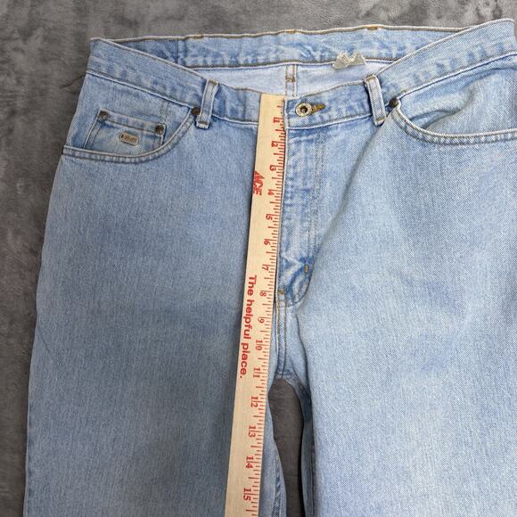 Vintage H.I.S. 90s Y2K Straight Jeans Men's Size 36x30 Light Blue Denim - Picture 8 of 10